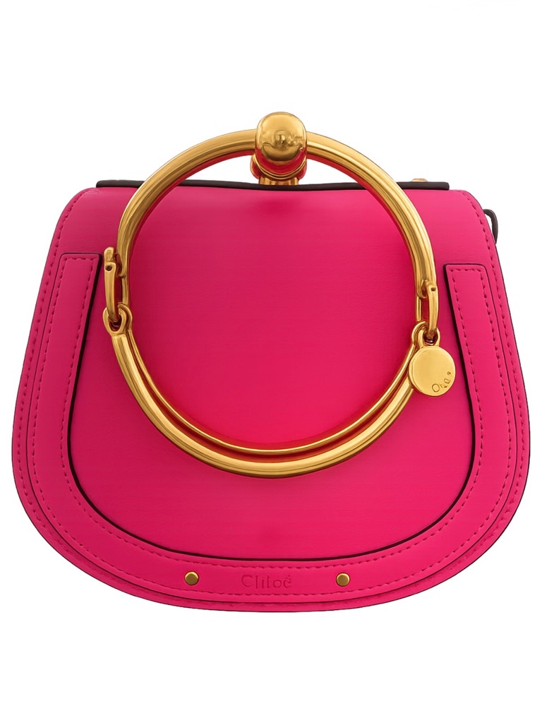 Chlo Nile Small Leather Bracelet Bag In Bright Pink With Gold Hardware